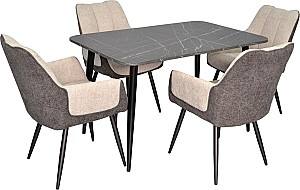 Набор стол и стулья Evelin DT 405-6B + 4 стула QT-227 B / UF885-13 (Light Grey) / UF885-15 (Dark Grey)