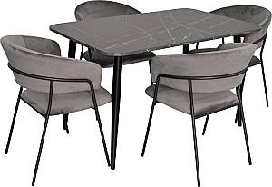 Набор стол и стулья Evelin DT 405-6B + 4 стула YTC-097B UF BLU-14 (Dark Grey)