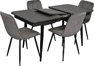 Набор стол и стулья Evelin DT 431-3R B + 4 стула YTC-080B BLU-14 (Dark Grey)