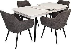 Набор стол и стулья Evelin DT 432-1R B + 4 стула YTC-090 B / UF885-15 (Dark Grey)