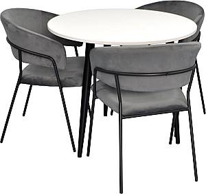 Set de masa si scaune Evelin DT 404-3B + 3 scaune YTC-097 B / UF BLU-14 (Dark Grey)