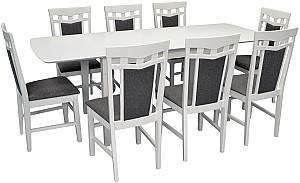 Набор стол и стулья Evelin HV-27V White + 8 стульев Deepa R White / NV-10WP Grey