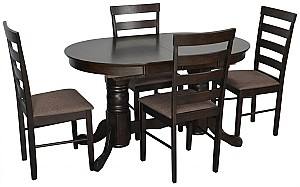 Set de masa si scaune Evelin HV-31N Chocolate + 4 scaune GLORIA Chocolate / Ekea12 Dark Brown