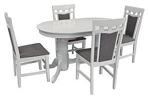 Set de masa si scaune Evelin HV-31N White + 4 scaune Deepa R White / NV-10WP Grey