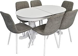 Set de masa si scaune Evelin HV-31N White + 6 scaune YTC-078 Wh / UF885-14