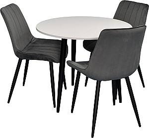 Set de masa si scaune Evelin DT 404-3B + 3 scaune YTC-055B / BLUVEL-14 (Dark Grey)