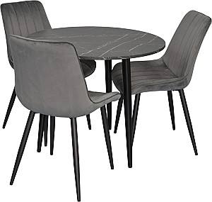Set de masa si scaune Evelin DT 404-6B + 3 scaune YTC-055 B / BLUVEL-14 (Dark Grey)