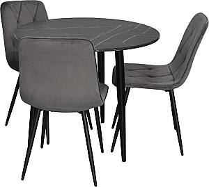 Set de masa si scaune Evelin DT 404-6B + 3 scaune YTC-080 B / BLUVEL-14 (Dark Grey)