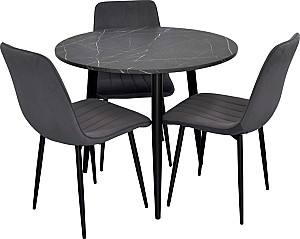 Set de masa si scaune Evelin DT 404-6B + 3 scaune YTC-078 B / BLUVEL-14 (Dark Grey)
