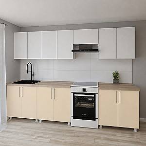 Set mobila bucatarie Smartex K1 300 cm Alb / Ivory