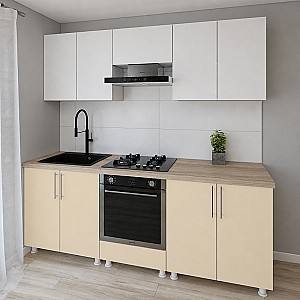 Set mobila bucatarie Smartex K3 220 cm Alb / Ivory