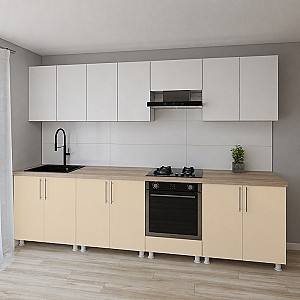 Set mobila bucatarie Smartex K3 300 cm Alb / Ivory