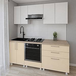 Set mobila bucatarie Smartex K4 200 cm Alb / Ivory