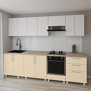 Set mobila bucatarie Smartex K4 300 cm Alb / Ivory