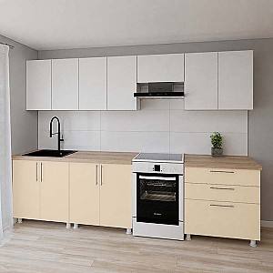 Set mobila bucatarie Smartex K2 300 cm Alb / Ivory
