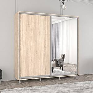 Dulap-cupe Mobildor Lux Aron 200 (1 oglinda, 1 PAL) Stejar Sonoma