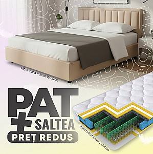 Pat Alcantara Pulsar 1.6 m Bej + Saltea Salt Confort Clasic 160x200