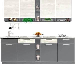 Set mobila bucatarie Modern Monro 2.6m Gri ardezie/Stejar artizanal alb