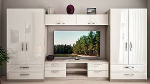Стенка PS Ира Х 3.8 м (ТВ-1.8 м) Дуб Кортона / Белый