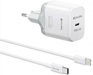 Зарядное устройство для телефона BAVIN PC2106L-20W-PD Cable Type-C to Lightning White