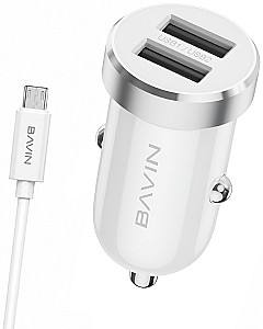 Автомобильная зарядка BAVIN PC862MIWH + Cable Micro-USB White