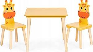 Masă de scris pentru copii Ecotoys 6162 Yellow/Natural