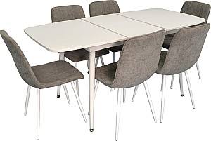Set de masa si scaune Evelin DT 532R Wh + 6 scaune YTC-078 Wh / UF885-14 (Grey)