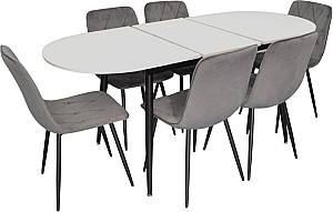 Set de masa si scaune Evelin DT 533R B + 6 scaune YTC-080 B / BLUVEL-14 (Dark Grey)