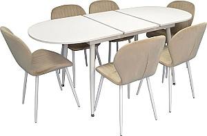 Set de masa si scaune Evelin DT 533R Wh + 6 scaune YTC-064 Wh / UF910-01 (Light Beige)