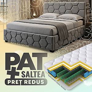 Pat Aurus Axis 160x200 Gri + Saltea Salt Confort Clasic 160x200