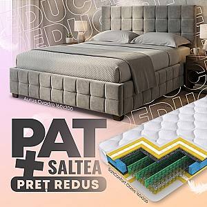 Pat Aurus Cvadro 160x200 Gri + Saltea Salt Confort Clasic 160x200