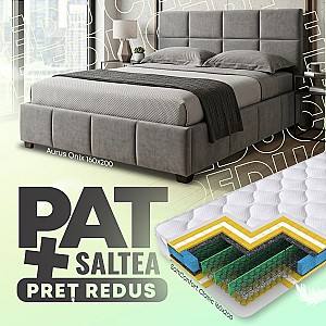 Pat Aurus Onix 160x200 Gri + Saltea Salt Confort Clasic 160x200