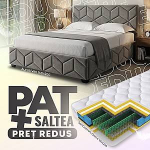 Pat Aurus Vex 160x200 Gri + Saltea Salt Confort Clasic 160x200