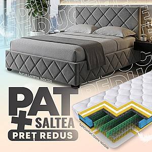 Pat Aurus Lorena 160x200 Gri + Saltea Salt Confort Clasic 160x200
