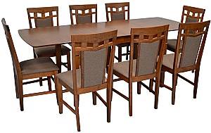 Набор стол и стулья Evelin HV-27V Burnish Oak + 8 стульев Deepa R Burnish Oak / Ekea12 Dark Brown