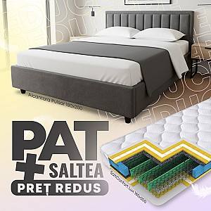 Кровать Alcantara Pulsar 1.8 м Темно-Серый + Матрас Salt Confort Lux 180x200