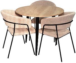 Набор стол и стулья Evelin DT 404-2 B + 3 стула YTC-097 B / UF885-03 Light Beige