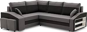 Canapea coltar Magnifico Meble Grande Right Shelf/Left Puffs Bonell Mikrofaza 27/Mikrofaza 15 Left Gri/Negru