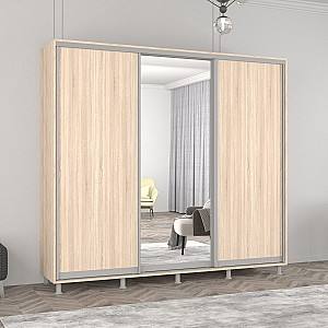 Dulap-cupe Mobildor Lux Aron 240 (1 oglinda, 2 PAL) Stejar Sonoma