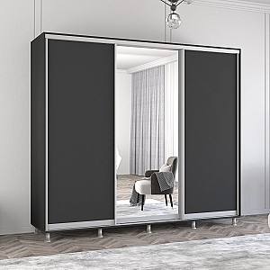 Шкаф-купе Mobildor Lux Aron 250 (1 зеркало, 12 ДСП) Антрацит