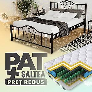Pat MG-Plus Orkide 160x200 Negru + Saltea Salt Confort Clasic 160x200