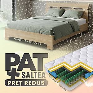 Pat KompaniT Stil-160 Stejar Sonoma + Saltea Salt Confort Clasic 160x200