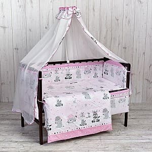 Lenjerie de pat pentru copii Carapuz Ursuleț Animăluțe roz