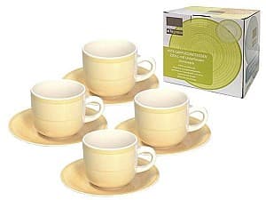 Set pentru ceai si cafea Tognana Gypsy 4 buc. 220ml cu farfurii Yellow