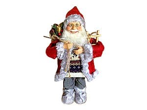 Декоративные украшения Christmas Дед Мороз с красно-серым натуральным мехом с санями,