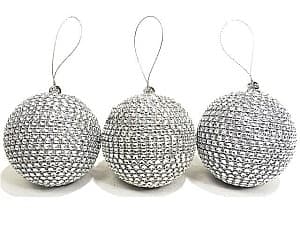 Jucarii de brad Christmas Globuri din margele 3bucX80mm argintiu
