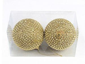 Игрушки для ёлки Christmas Шары с бусинками 2штX100mm золотые