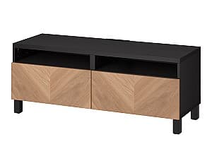 Comoda tv IKEA Besta black-brown Hedeviken/Stubbarp/oak veneer