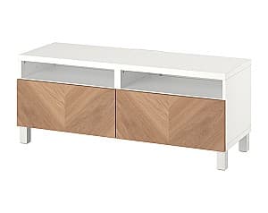 Comoda tv IKEA Besta white/Hedeviken/Stubbarp oak veneer