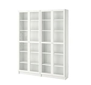 Dulap cu vitrina IKEA Billy / Oxberg white 160x202x28 см